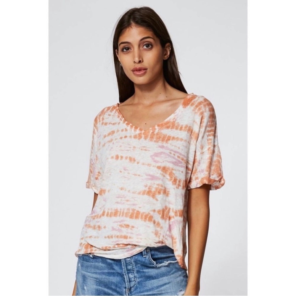 Young, Fabulous and Broke Linen Twister Tee Peach Cotton Linen M Lagenlook Soft